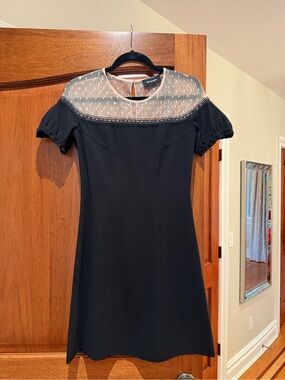 The Kooples Mesh Dot A line Black Dress